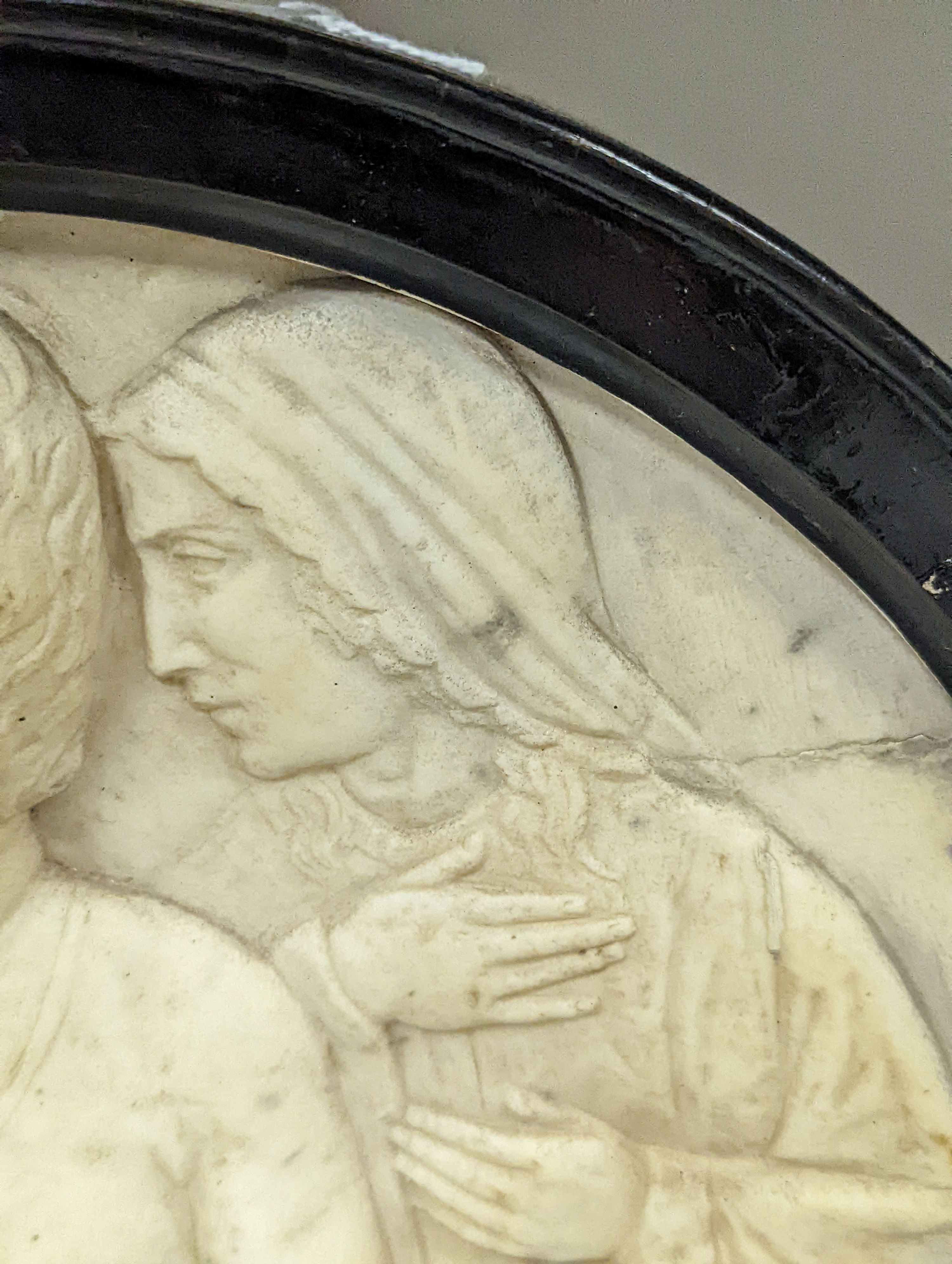 A 19th century carved marble relief of Christ, Dante and Beatrice - 28cm high